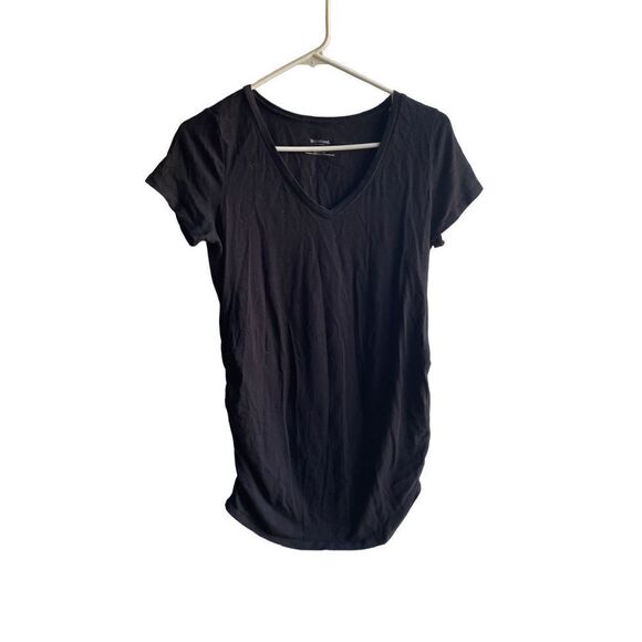 Motherhood maternity, black, short sleeve side, ruched T-shirt med - Picture 2 of 4
